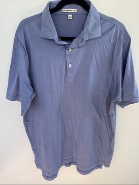 Peter Millar blue purple striped golf casual 
Short sleeve preppy polo shirt L